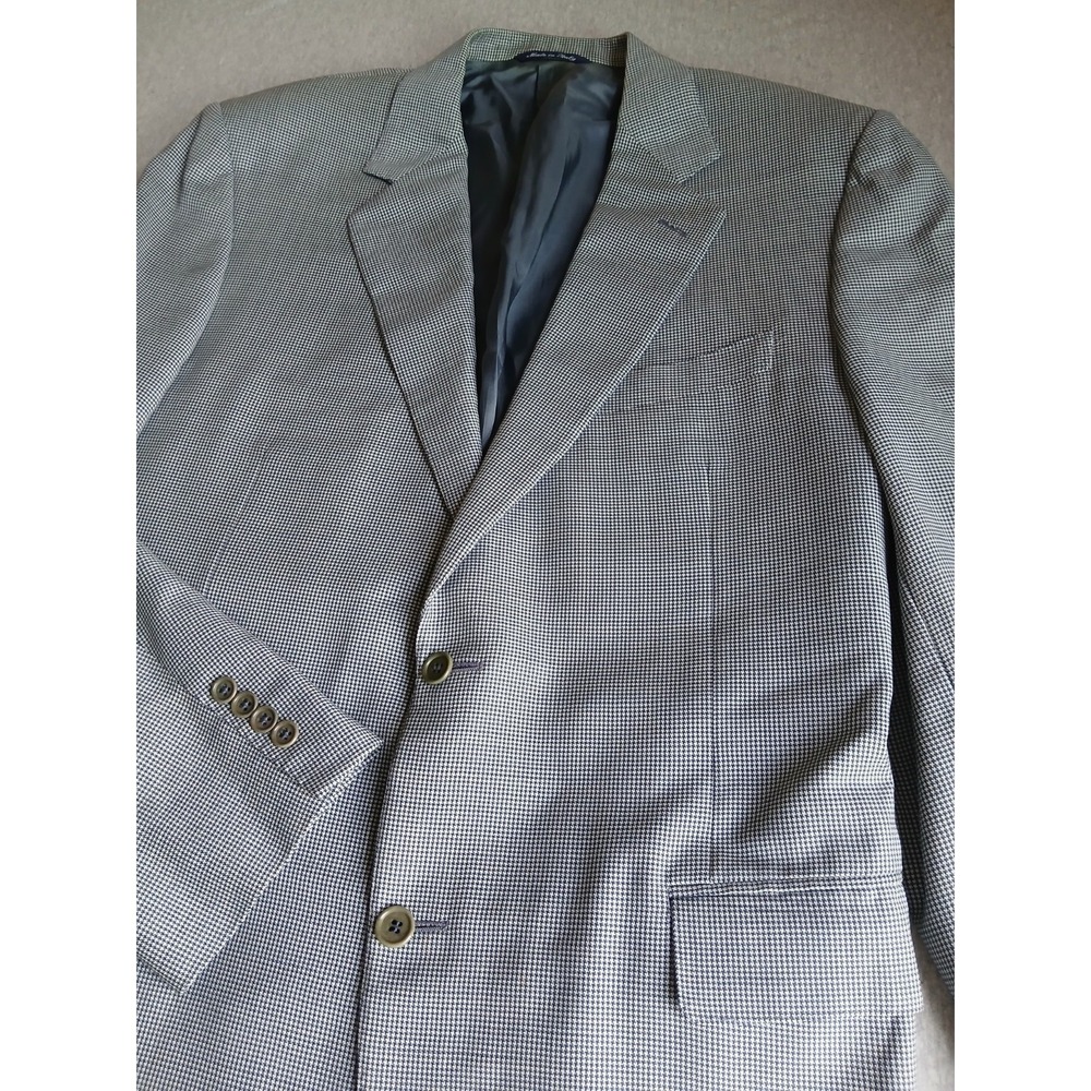 Canali Blazer 54 / US 44 Wool Houndstooth Plaid Double Vent Classic Italy READ